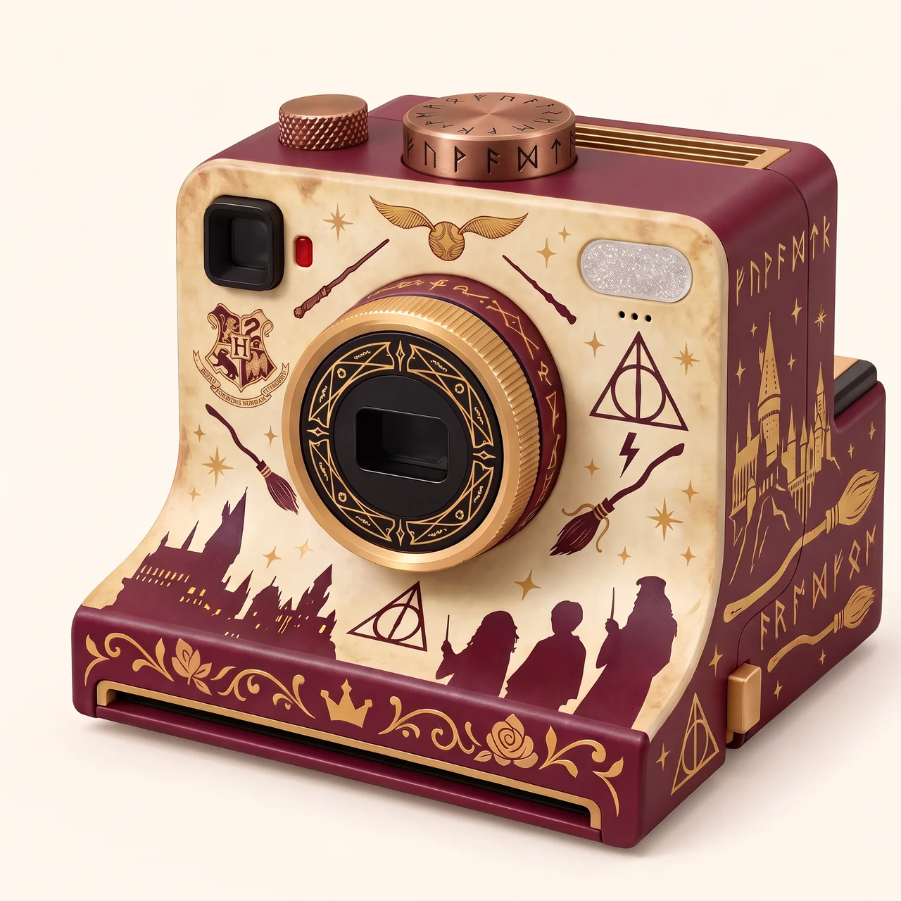 WizardBrew cocoa art camera in burgundy and gold
